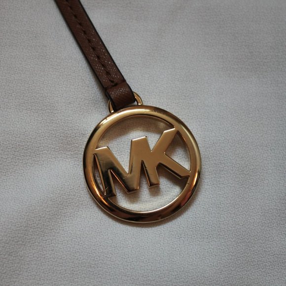 Michael Kors Jet Set Travel Large Chain Shoulder Tote white and Camel MK logo - Picture 13 of 16